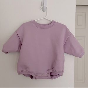 Baby Fleece Sweatshirt Romper in Lavender